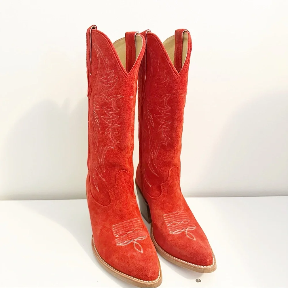 IDYLLWIND WOMEN'S CHARMED LIFE SUEDE WESTERN BOOTS - ROUND TOE RED - Picture 5 of 10